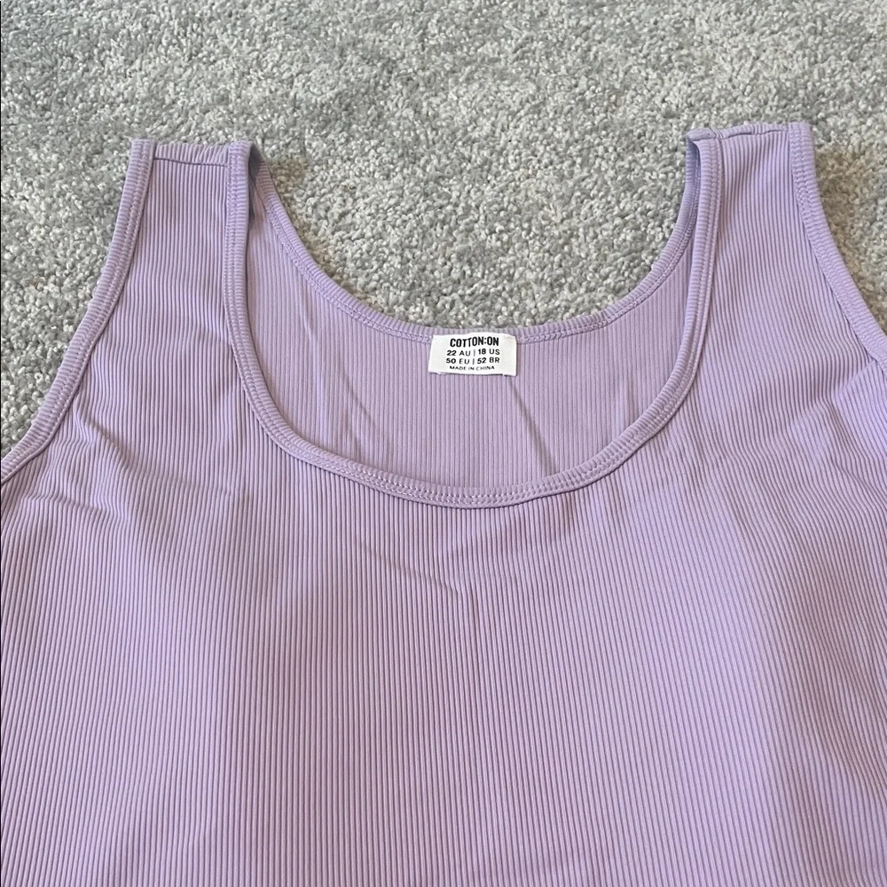 NWT COTTON ON Curve Active Rib Crop Tank Lavender 18 - Picture 4 of 5